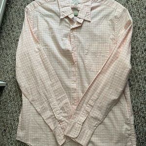 J Crew pink and white button down shirt.
